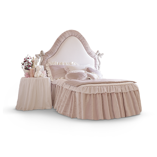 <strong>EVELINE</strong> bed<br>
<strong>0431B</strong> hot air balloon canopy bed<br>
<strong>0231TB</strong> set of canopy drapes<br>
<strong>4081</strong> heart table <br>
<strong>3080</strong> 2-door wardrobe with bows<br>
<strong>7000</strong> charm with pom-poms<br>
<strong>4010</strong> ruffled round mirror<br>
<strong>130</strong> bow<br>
<strong>7204</strong> heart pouffe<br>
<strong>2030</strong> hot air balloon floor lamp, 6 lights