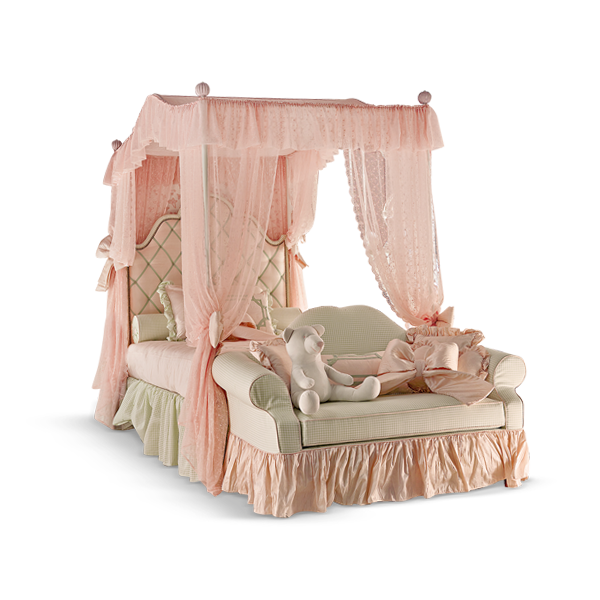 
<strong>MOLLY</strong> canopy bed<br>
<strong>3018TB</strong> canopy curtains<br>
<strong>MATILDE</strong> loveseat<br>
<strong>C1636</strong>  nightstand with 2 lined drawers with studs<br>
<strong>4038</strong> oval mirror with studs <br>
<strong>ML07</strong> birdcage lamp base, 1 light<br>
<strong>1192BT</strong> wardrobe with 2 upholstered doors<br>
<strong>CM02</strong> butterfuly wallpaper<br>
<strong>CM03</strong> butterfly moquette