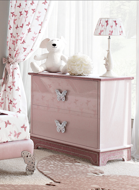 <strong>1570</strong> 2-drawer dresser with large stainless steel Butterfly 
handle MR18 L.100 x P. 50 x H. 86 cm