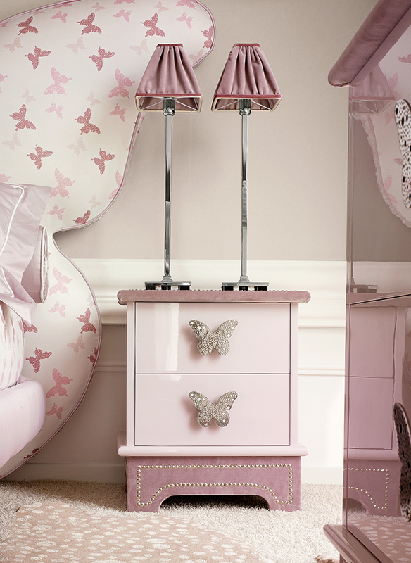 <strong>1571</strong> 2-drawer nightstand with small stainless steel Butterfly 
handle MR17 L. 48 x P. 39 x H. 54 cm